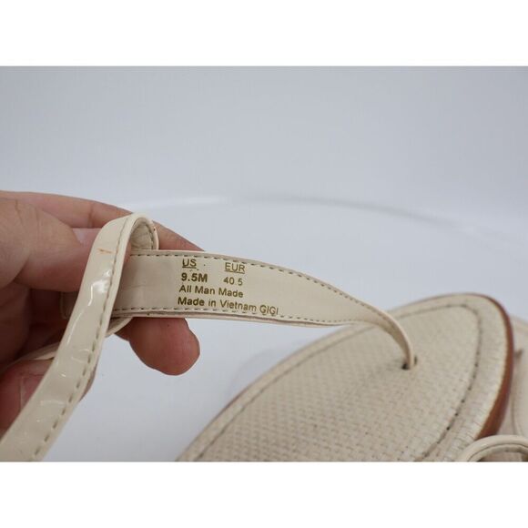 Sam Edelman Women Gigi Patent Slingback Thong Sandals Size 9.5M Ivory Flats - Picture 3 of 10